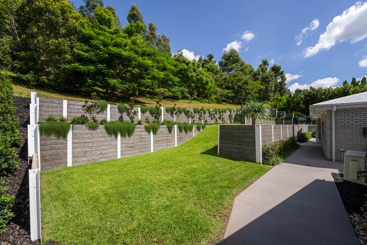 Finished terraced retaining walls and lawn
