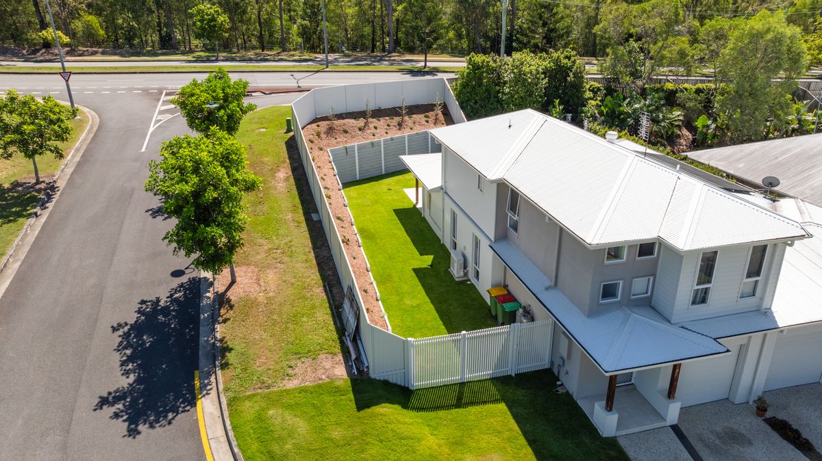 Aerial of finished fencing and yard