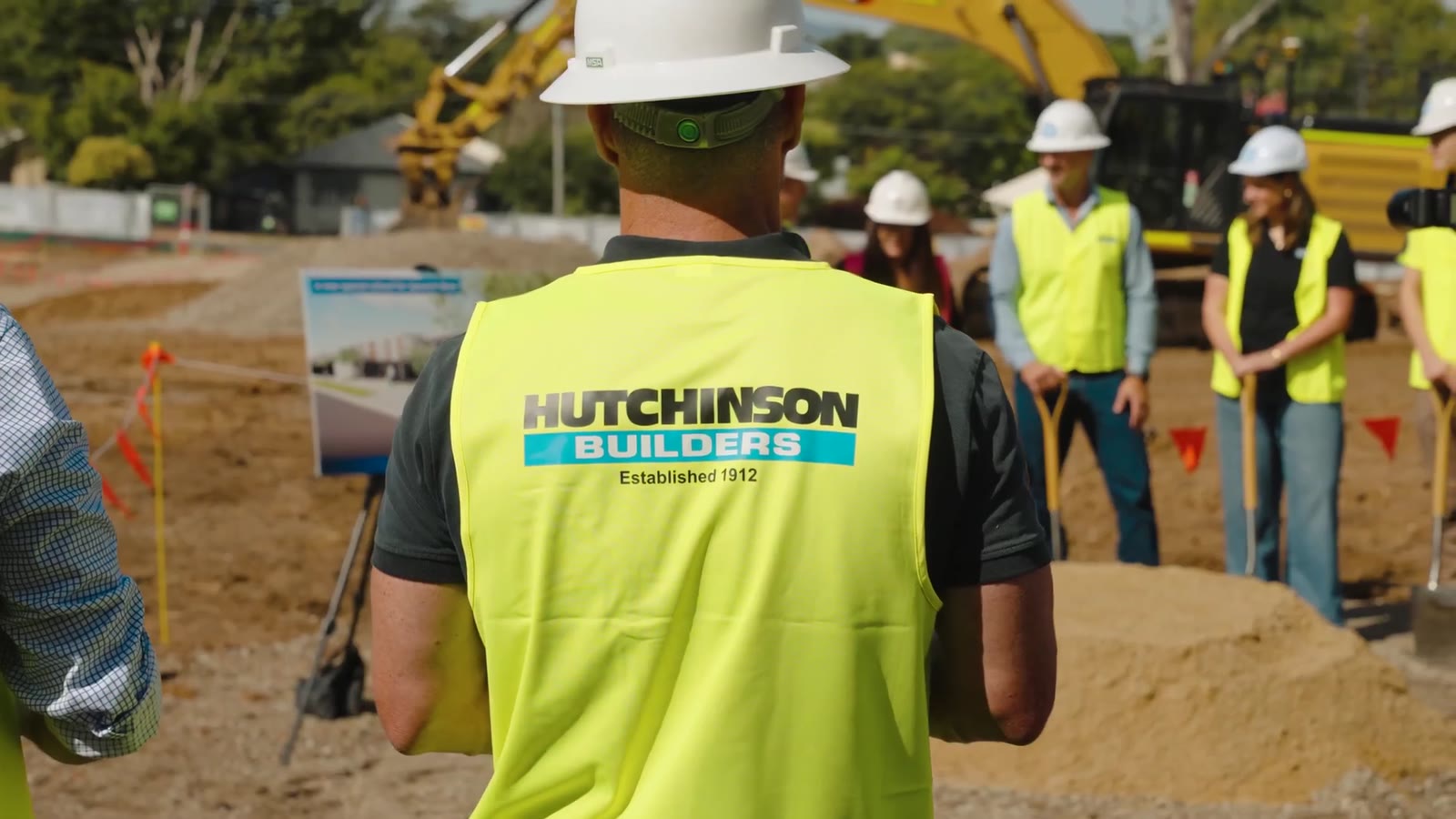 Hutchinson Builders crew at the sod turn for a new special school at Leichhardt